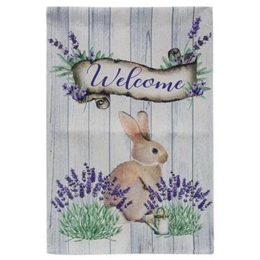 Spring Bunny Rabbit House Flag Garden Decor Farmhouse Cottage Floral Farm Easter